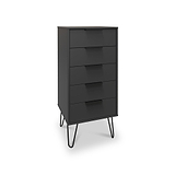 Moreno Graphite Grey 5 Drawer Tallboy Chest with Hairpin Legs from Roseland Furniture