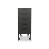 Moreno Graphite Grey 5 Drawer Tallboy Chest with Hairpin Legs from Roseland Furniture