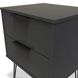 Moreno Graphite Grey 2 Drawer Bedside Table with Hairpin Legs from Roseland Furniture