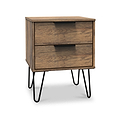 Morena Rustic Oak Effect 2 Drawer Bedside Table with Black Hairpin Legs by Roseland Furniture
