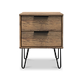 Morena Rustic Oak Effect 2 Drawer Bedside Table with Black Hairpin Legs by Roseland Furniture