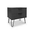 Moreno Graphite Grey 2 Drawer Sofa Side Lamp Table with Hairpin Legs from Roseland Furniture