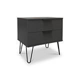 Moreno Graphite Grey 2 Drawer Sofa Side Lamp Table with Hairpin Legs from Roseland Furniture