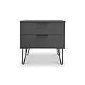 Moreno Graphite Grey 2 Drawer Sofa Side Lamp Table with Hairpin Legs from Roseland Furniture