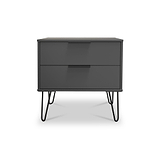 Moreno Graphite Grey 2 Drawer Sofa Side Lamp Table with Hairpin Legs from Roseland Furniture