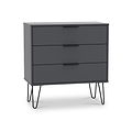 Moreno Graphite Grey 3 Drawer Chest with hairpin legs from Roseland furniture