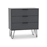 Moreno Graphite Grey 3 Drawer Chest with hairpin legs from Roseland furniture