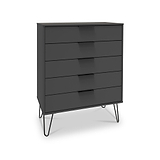 Moreno Graphite Grey 5 Drawer Chest with hairpin legs