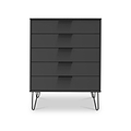 Moreno Graphite Grey 5 Drawer Chest with hairpin legs