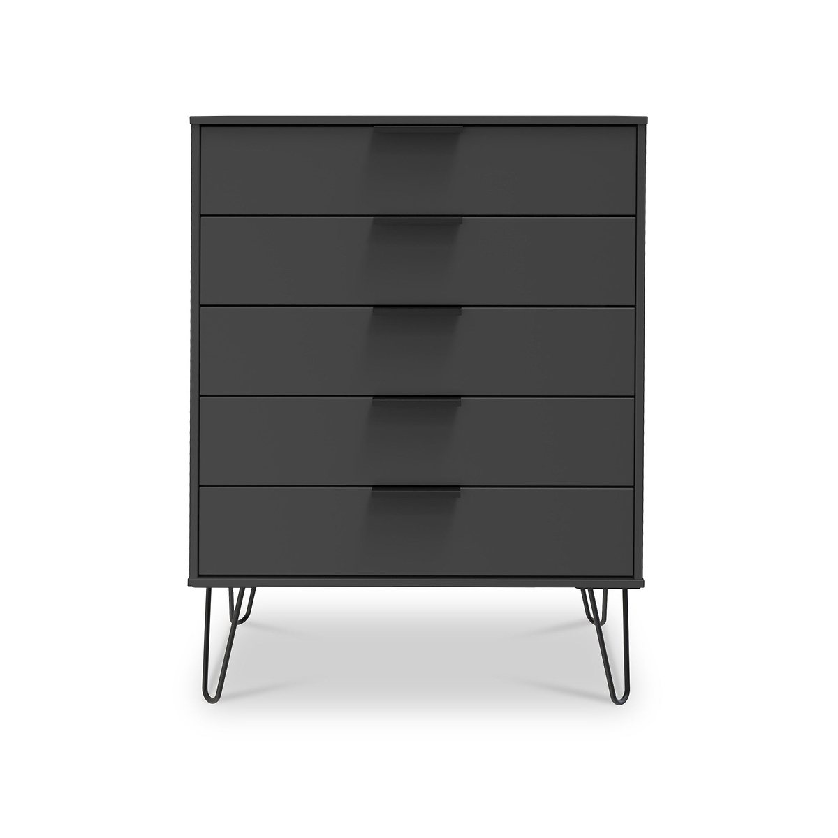 Moreno Graphite Grey 5 Drawer Chest with hairpin legs