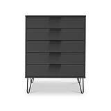 Moreno Graphite Grey 5 Drawer Chest with hairpin legs