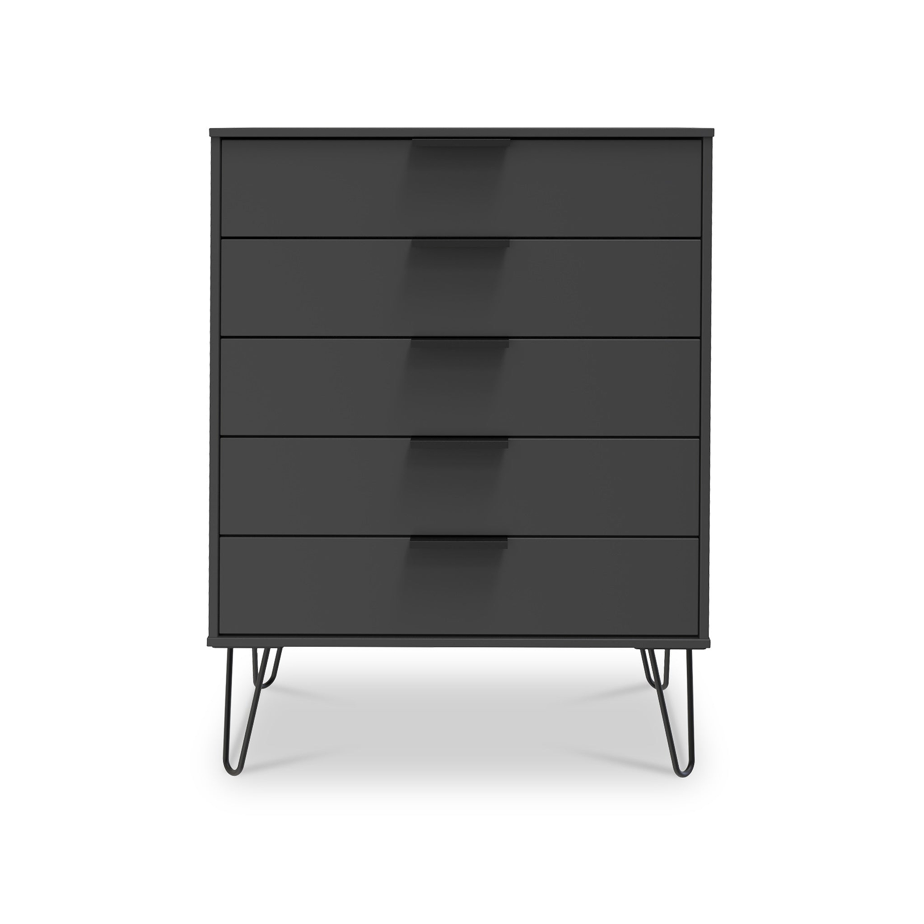 Moreno Graphite Grey 5 Drawer Chest with hairpin legs