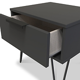Moreno Charcoal Grey 1 Drawer Bedside Table by Roseland Furniture