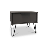 Moreno Graphite Grey 1 Drawer Sofa Side Lamp Table with Hairpin Legs from Roseland furniture