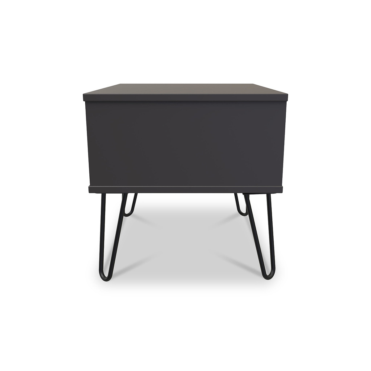 Moreno Graphite Grey 1 Drawer Sofa Side Lamp Table with Hairpin Legs from Roseland furniture