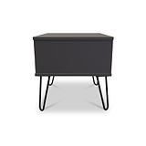 Moreno Graphite Grey 1 Drawer Sofa Side Lamp Table with Hairpin Legs from Roseland furniture