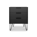 Moreno Graphite Grey 3 Drawer Midi Chest of Drawers Unit with hairpin legs from Roseland Furniture