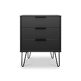 Moreno Graphite Grey 3 Drawer Midi Chest of Drawers Unit with hairpin legs from Roseland Furniture
