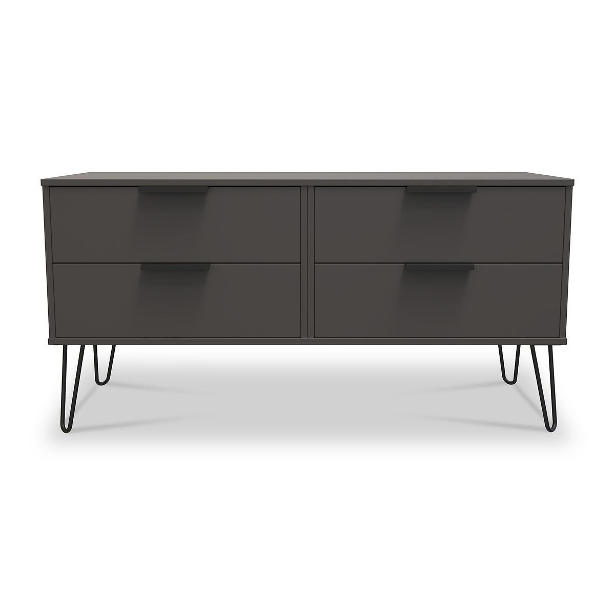 Moreno Graphite Grey 4 Drawer Low Storage Unit from Roseland Furniture