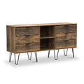 Moreno Rustic Oak with Black Hairpin Legs 6 Drawer Sideboard from Roseland Furniture