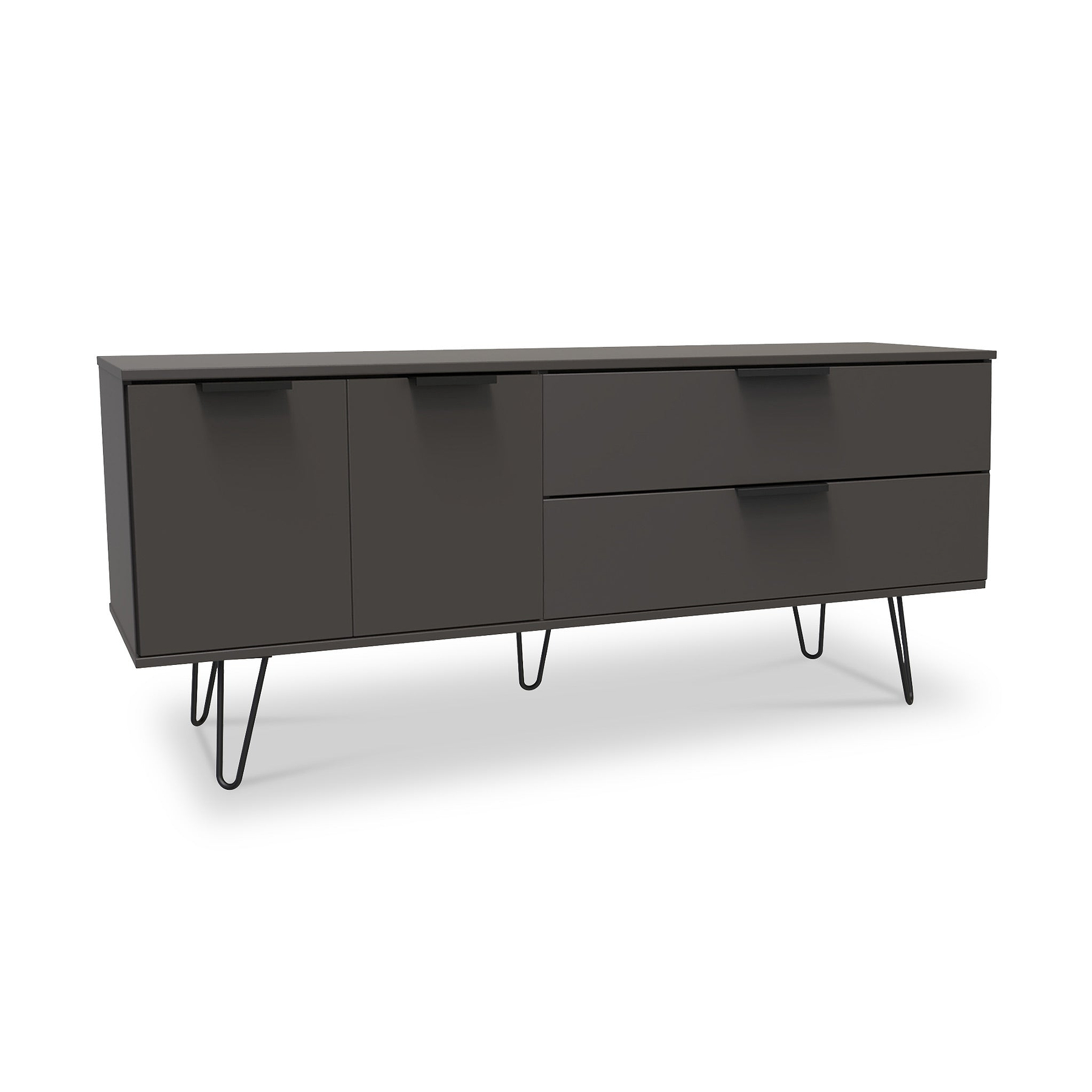 Moreno Graphite Grey 2 Door 2 Drawer Sideboard Cabinet with hairpin legs from Roseland Furniture