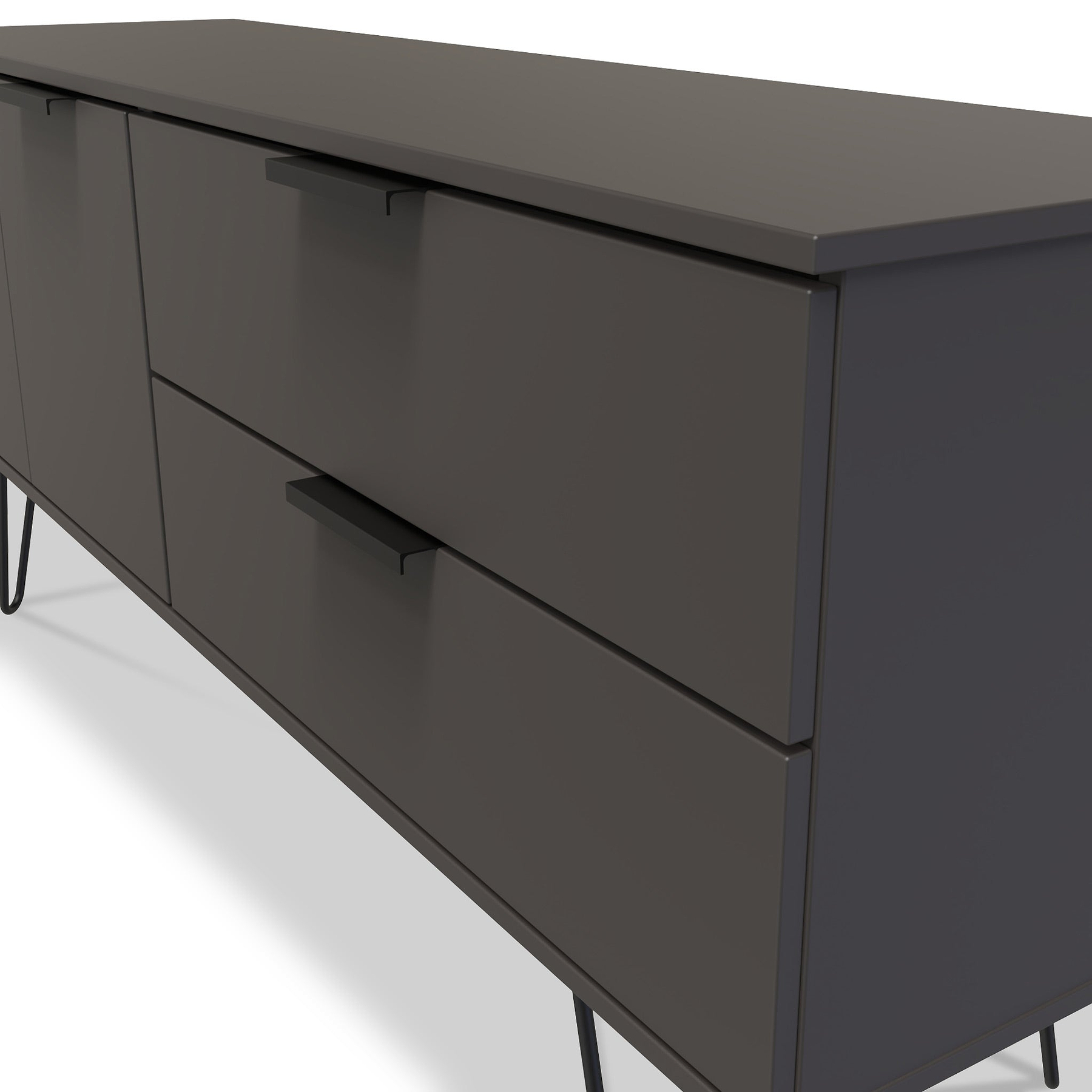 Moreno Graphite Grey 2 Door 2 Drawer Sideboard Cabinet with hairpin legs from Roseland Furniture