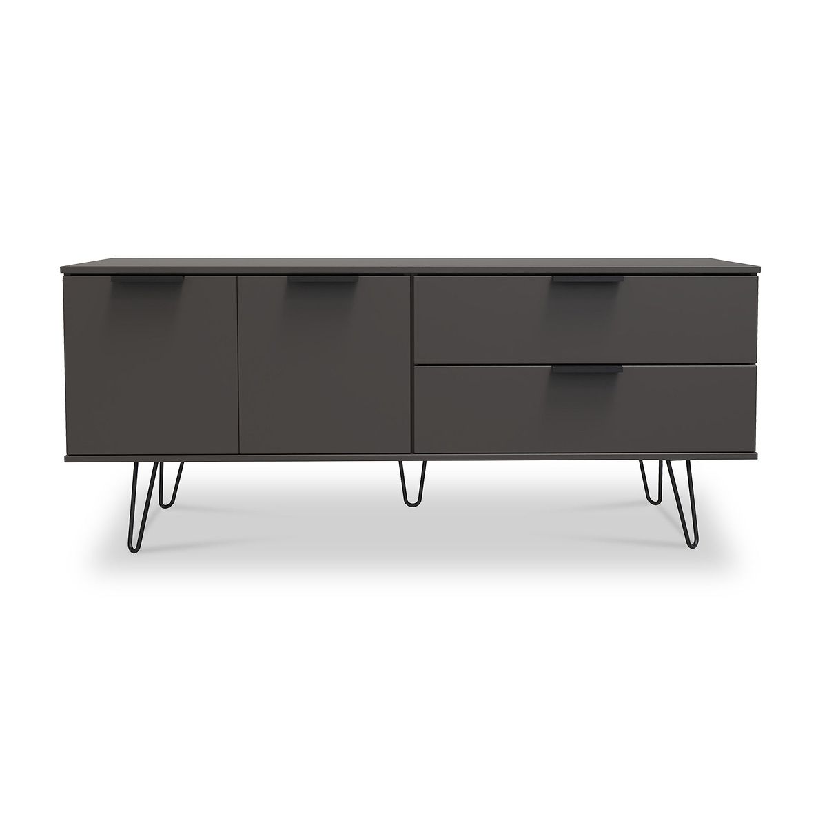 Moreno Graphite Grey 2 Door 2 Drawer Sideboard Cabinet with hairpin legs from Roseland Furniture