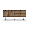 Asher Rustic Oak with Black Hairpin Legs 2 Drawer 2 Door Wide Sideboard from Roseland Furniture