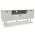 Moreno White Marble 2 Door 1 Drawer Wide TV Unit from Roseland Furniture