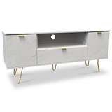 Moreno White Marble 2 Door 1 Drawer Wide TV Unit from Roseland Furniture