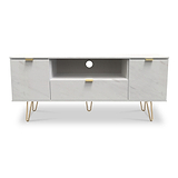 Moreno White Marble 2 Door 1 Drawer Wide TV Unit