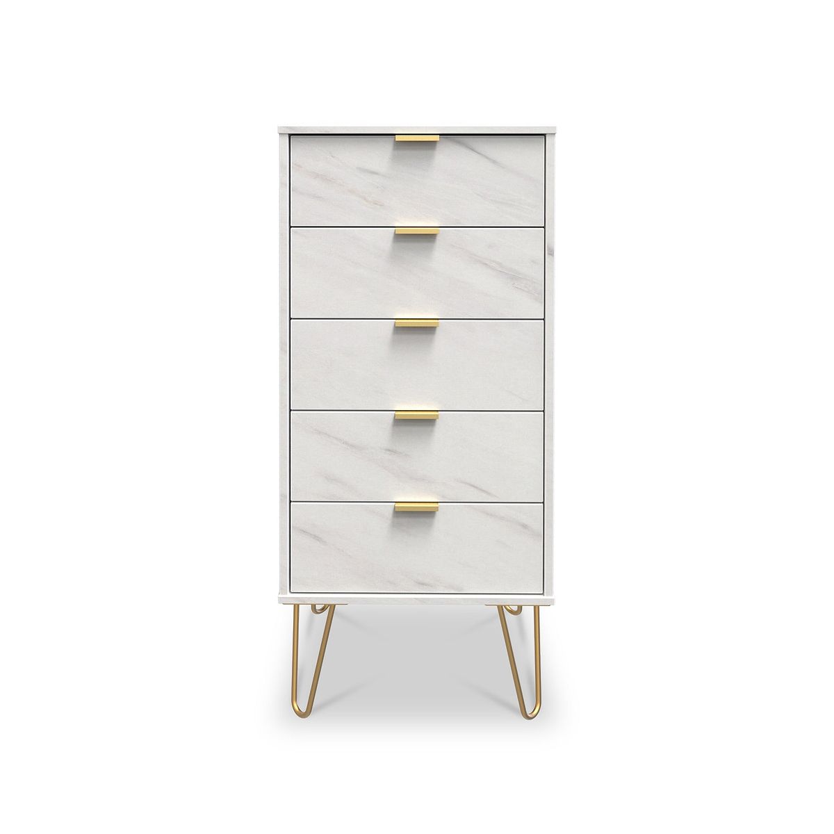 Moreno Marble Effect 5 Drawer Tallboy