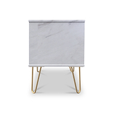 Moreno Marble Effect 2 Drawer Bedside Table from Roseland Furniture