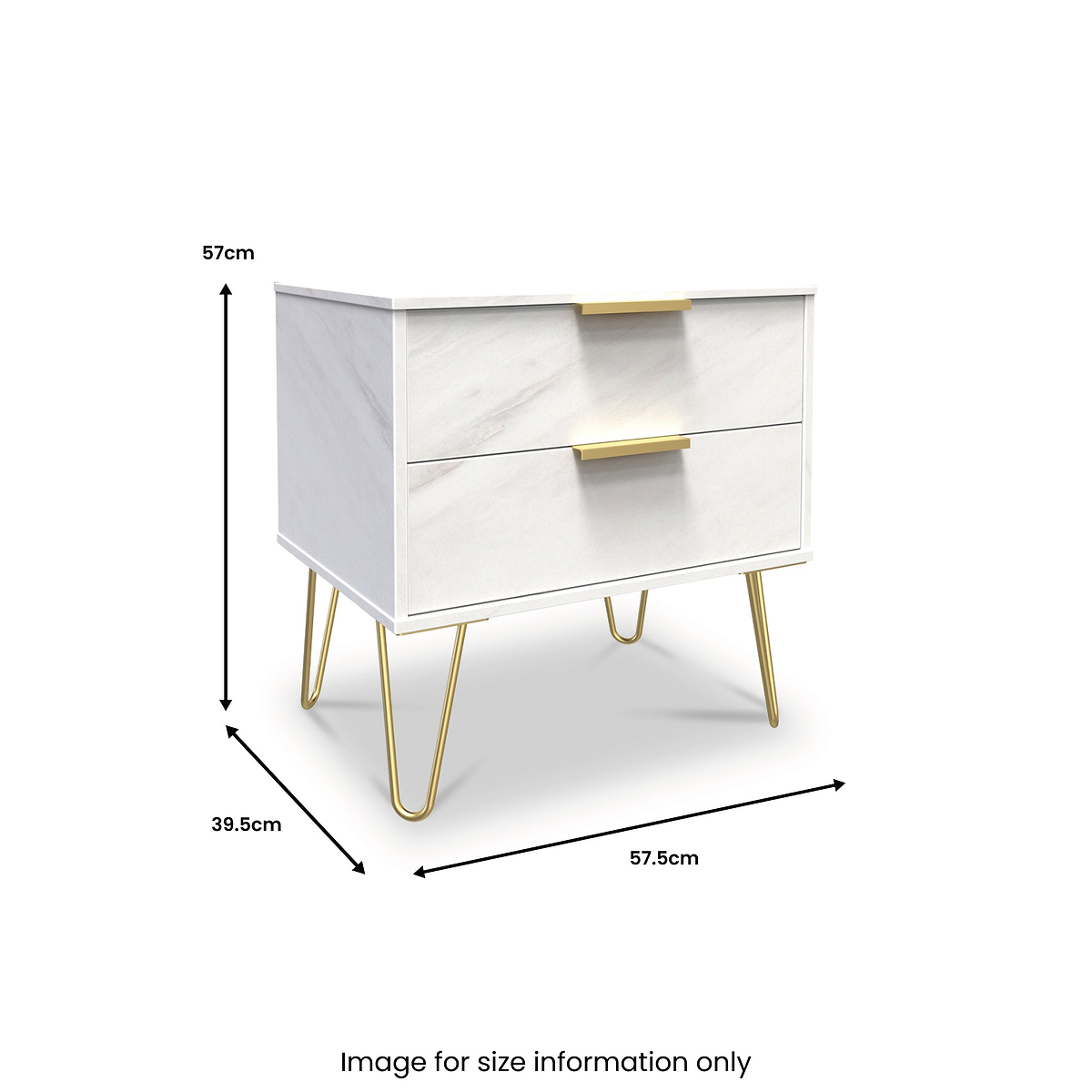Moreno Marble Effect 2 Drawer Side Table from Roseland Furniture