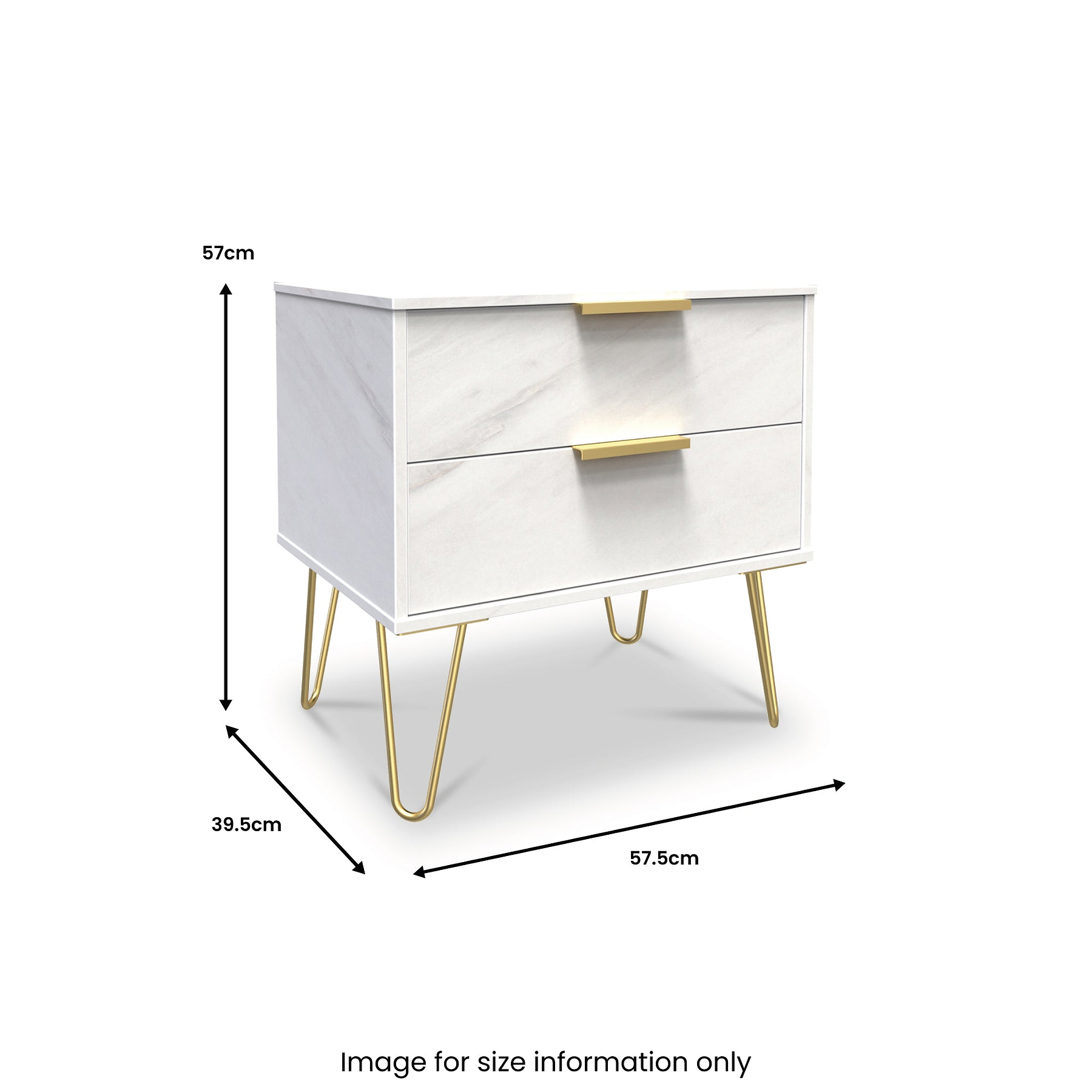 Moreno Marble Effect 2 Drawer Side Table from Roseland Furniture