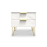 Moreno Marble Effect 2 Drawer Lamp Side Table
