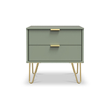 Moreno Olive Green 2 Drawer Sofa Side Lamp Table with Gold Hairpin Legs from Roseland Furniture