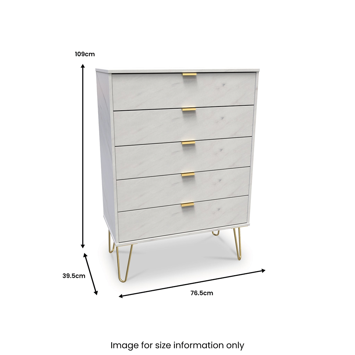 Moreno Marble Effect White 5 Drawer Chest from Roseland Furniture