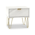 Moreno Marble Effect 1 Drawer White Bedside Table from Roseland Furniture