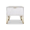 Moreno Marble Effect 1 Drawer White Bedside Cabinet