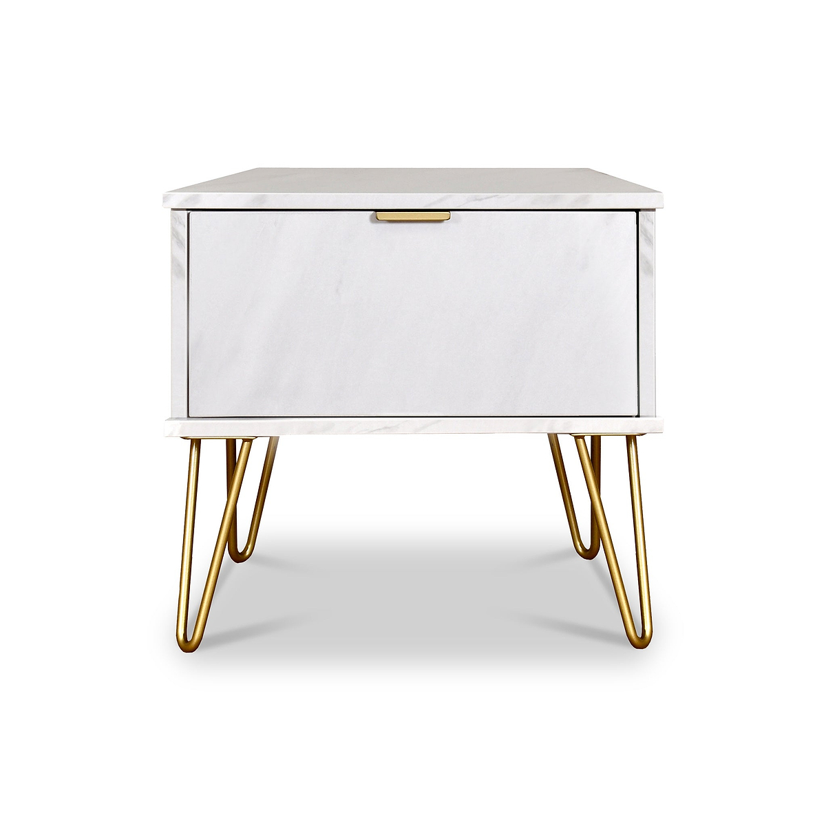 Moreno Marble Effect 1 Drawer White Bedside Cabinet