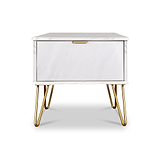 Moreno Marble Effect 1 Drawer White Bedside Cabinet