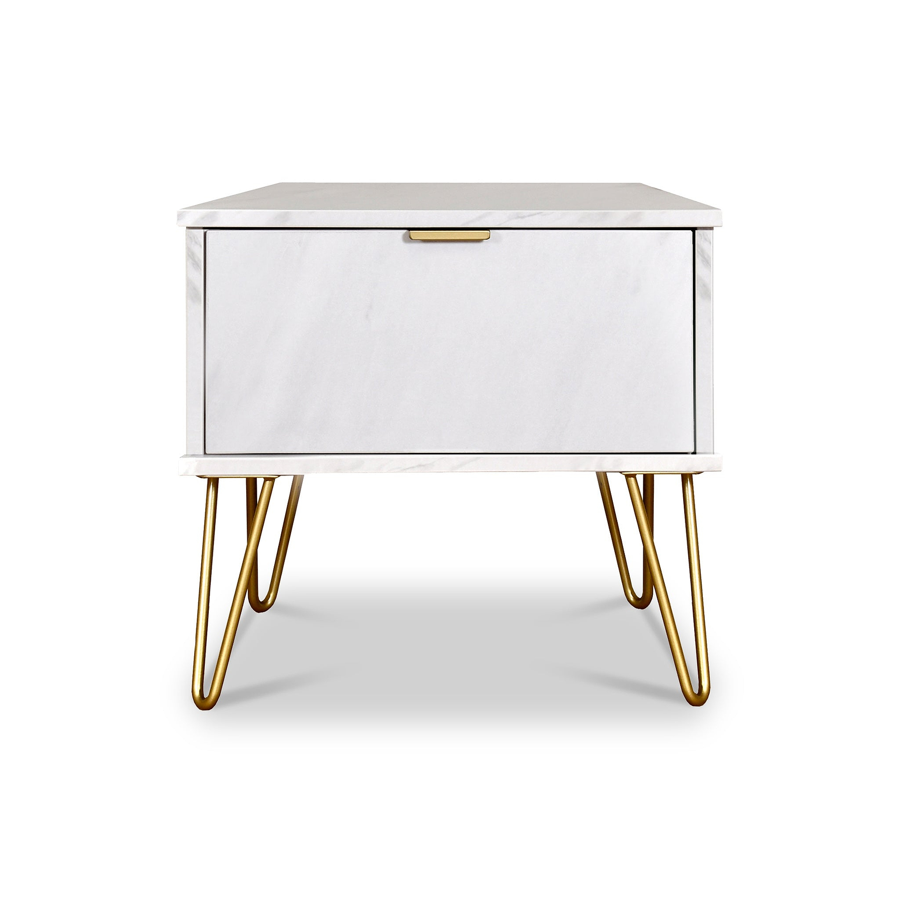 Moreno Marble Effect 1 Drawer White Bedside Cabinet