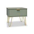 Moreno Olive Green 1 Drawer Bedside Table by Roseland Furniture