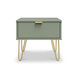 Moreno Olive Green 1 Drawer Bedside Table by Roseland Furniture