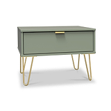 Moreno Olive Green 1 Drawer Sofa Side Lamp Table with Gold Hairpin Legs from Roseland furniture