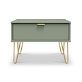 Moreno Olive Green 1 Drawer Sofa Side Lamp Table with Gold Hairpin Legs from Roseland furniture