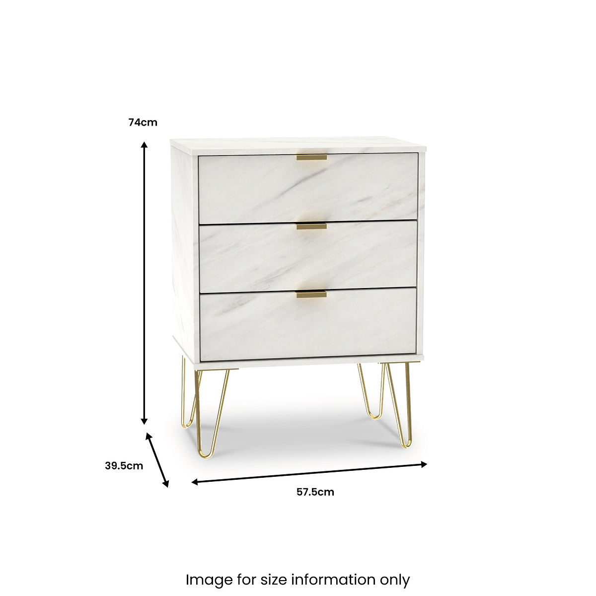 Moreno Marble Effect 3 Drawer Midi Unit from Roseland Furniture
