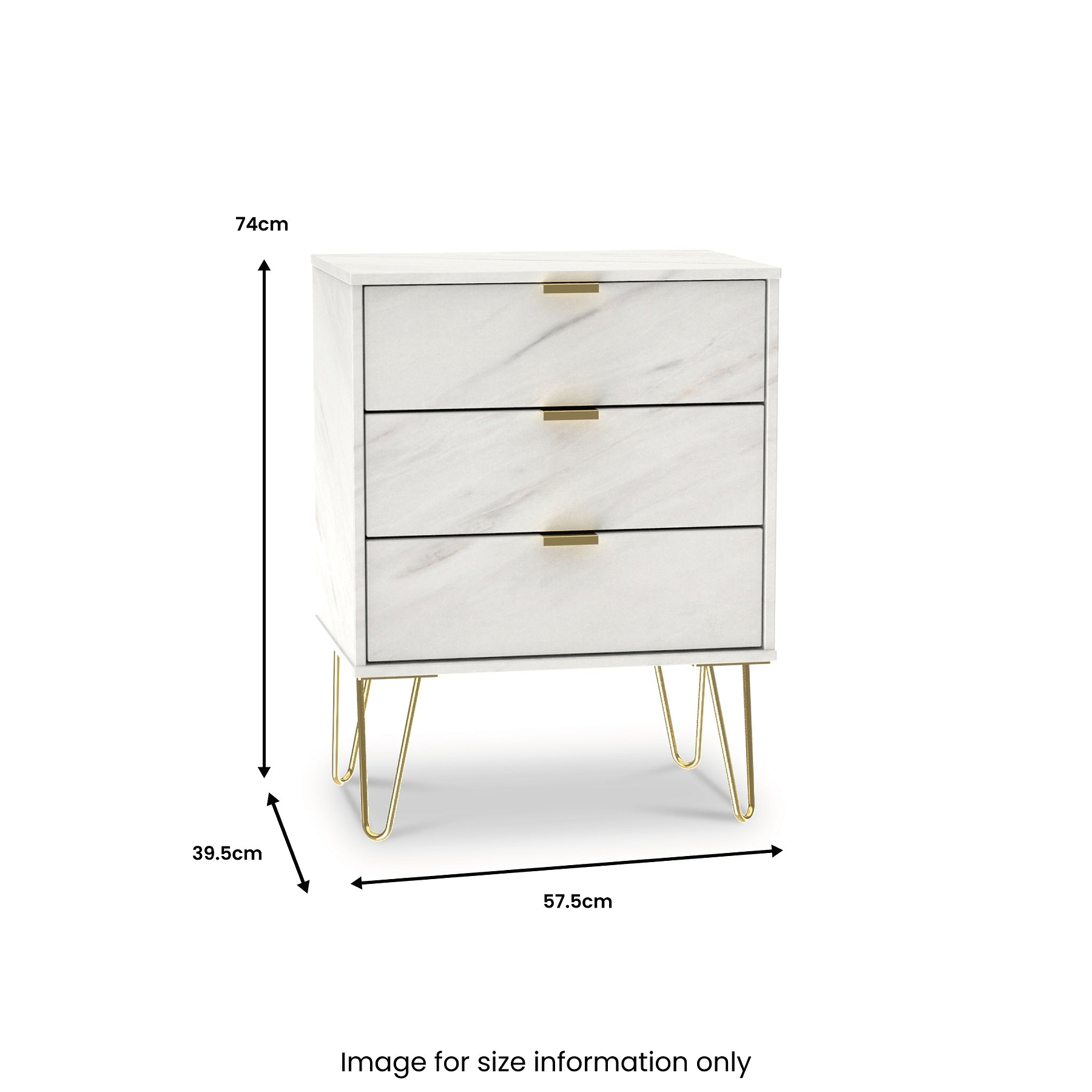 Moreno Marble Effect 3 Drawer Midi Unit from Roseland Furniture