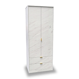 Moreno Marble Effect 2 Door 2 Drawer Double Wardrobe from Roseland Furniture